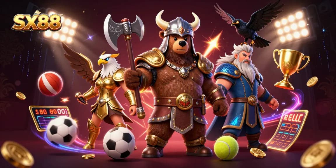 SX88 players enjoy thrilling casino action with vivid 3D illustrations of champions and games.