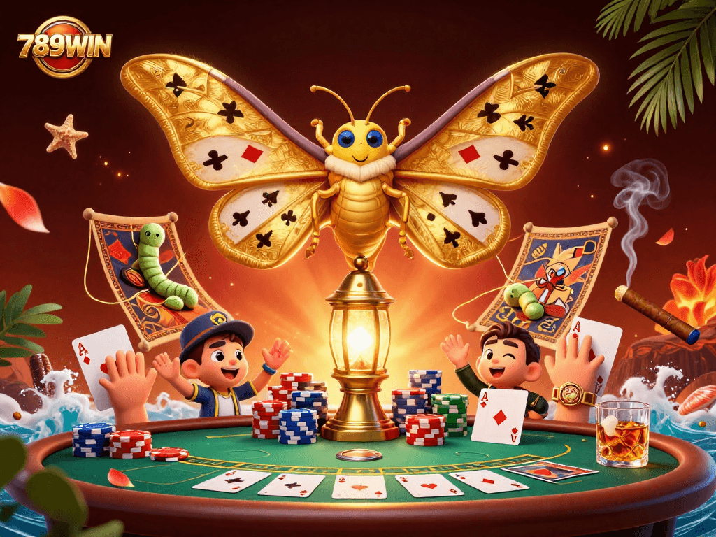 Engage in thrilling gameplay with 789WIN, featuring an ornate setting of poker equipment.