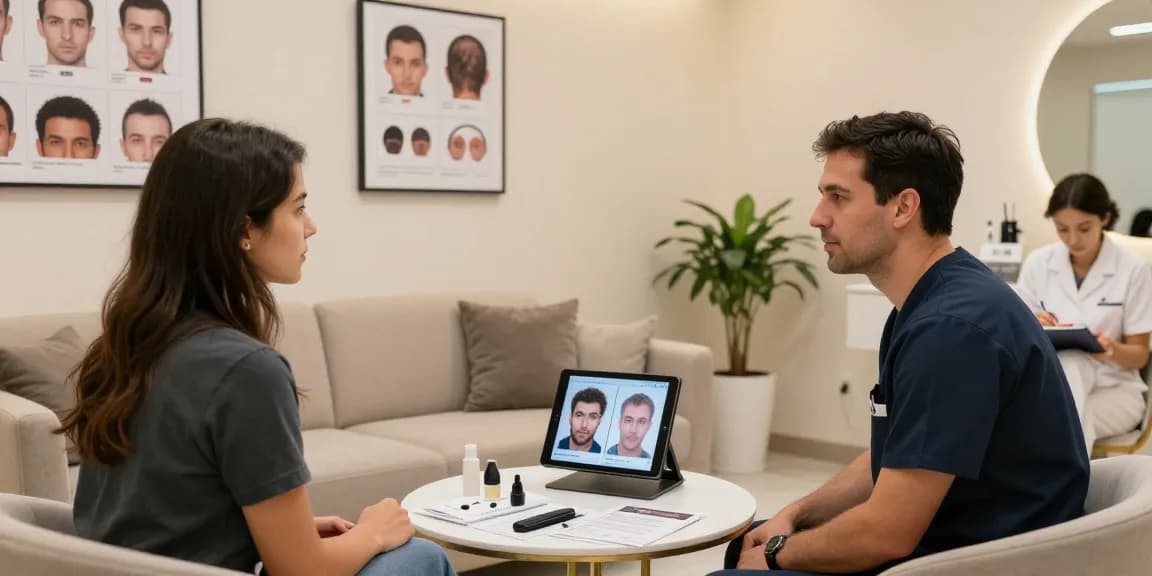Hair transplant Turkey price consultation in a modern clinic.