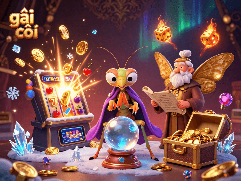 Experience thrilling wins with gái gọi in a vibrant 3D casino scene filled with rich gaming elements.