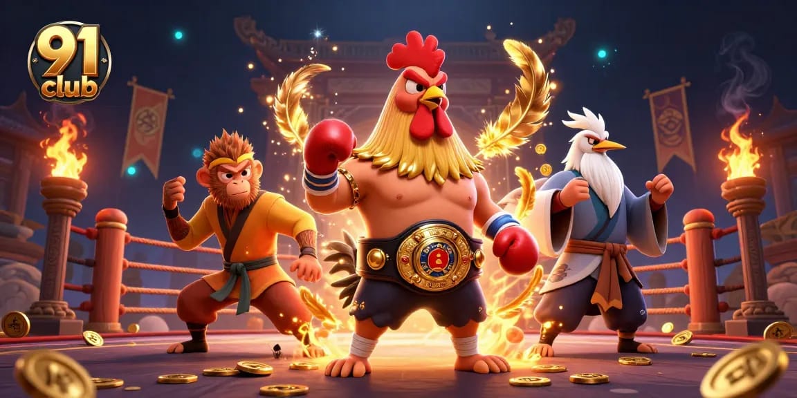 Engage in thrilling games at 91 club with vibrant gaming characters and dynamic casino elements.