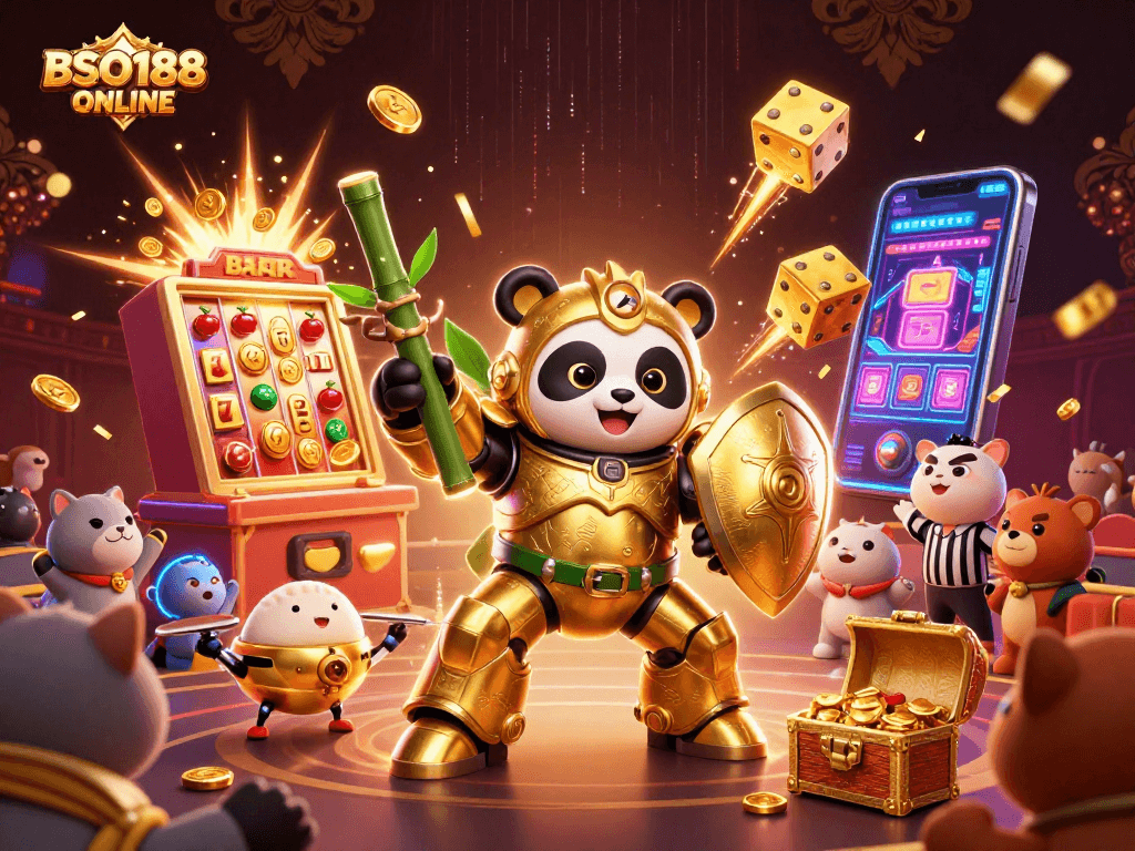 Experience thrilling gameplay and massive wins with BSO188 ONLINE in this dynamic casino scene.