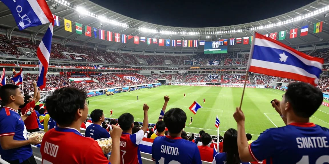 แฟนบอลไทยแทงบอลโลกนัดชิงในสนามฟุตบอลเต็มไปด้วยสีสัน