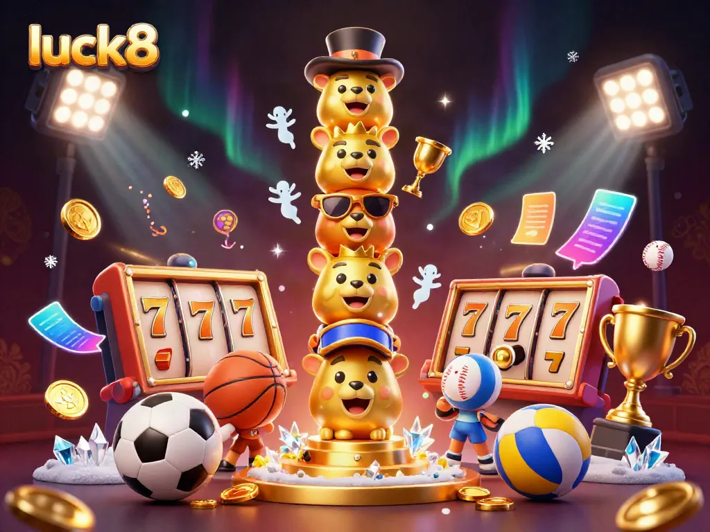 Experience thrilling gameplay at luck8 with dynamic casino elements and a playful totem.