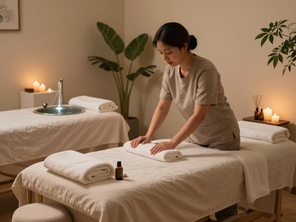 Inviting 인천출장마사지 therapy room with soothing oils and warm ambiance