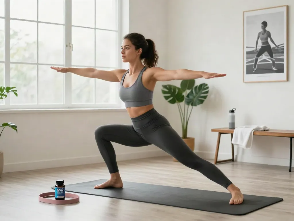 Buy AOD 9604 in an inspiring home gym scene promoting fitness and wellness benefits.