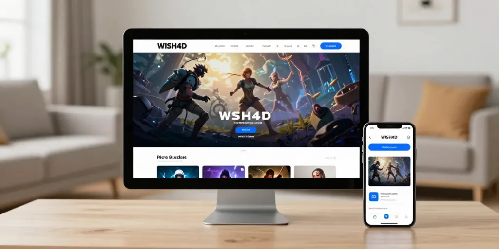 A gaming setup featuring WISH4D, displaying trusted online gaming options in a cozy community space.