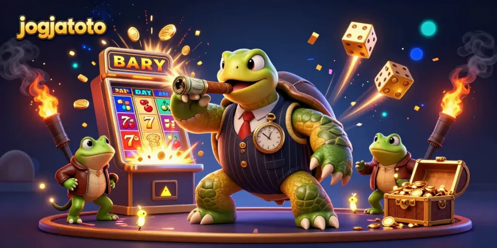 Experience the thrill of winning with jogjatoto's dynamic casino scene featuring a legendary snapping turtle.