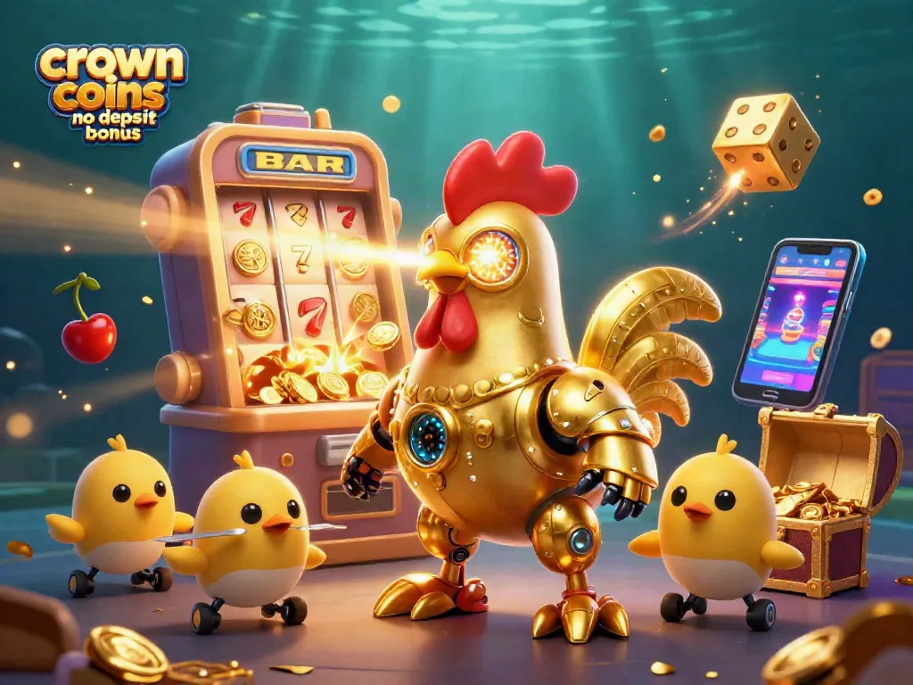 Experience the thrill of the crown coins casino no deposit bonus with dynamic gaming action illustration.