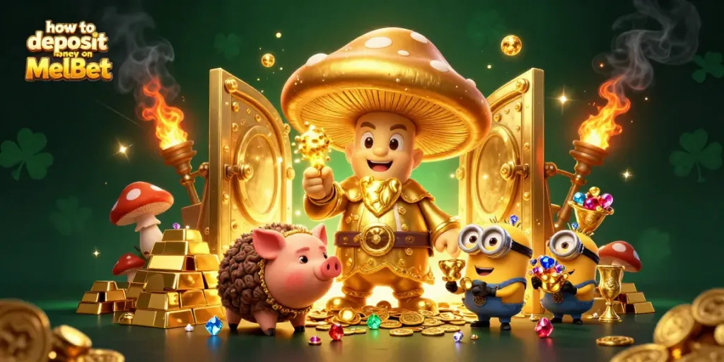 Learn how to deposit money on MelBet with engaging 3D wizardry and treasure scenes.