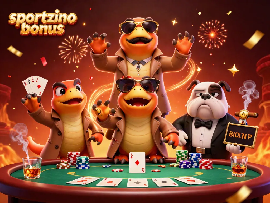 Experience the thrill of the sportzino bonus with vibrant 3D casino action and playful characters navigating gameplay.