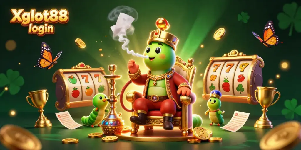 Masuk ke Xgslot88 login dengan simbol permainan slot dan elemen keberuntungan yang menonjol.