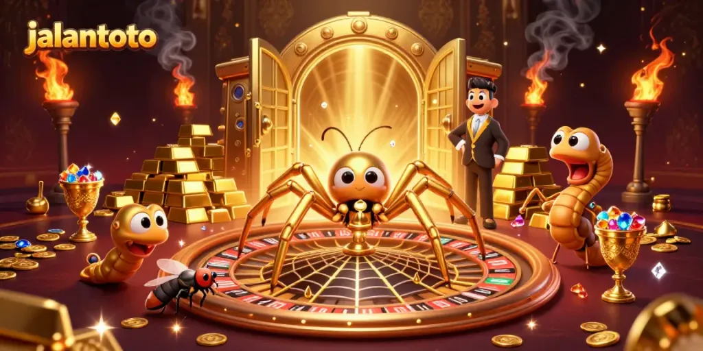 Menjadi pemenang di jalantoto dengan gambar menarik dari laba-laba emas dan centipede croupier