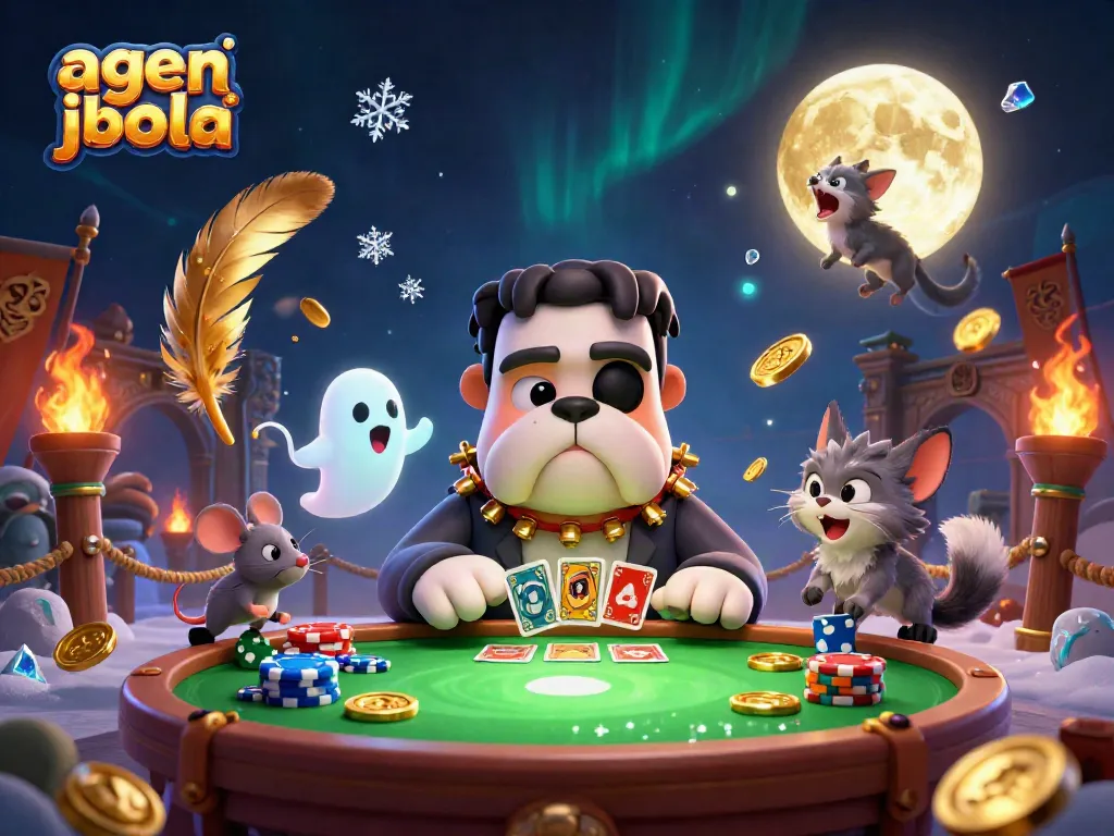 Engage in thrilling betting with the agen judi bola in a vibrant 3D casino scene.