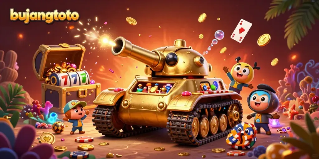Experience the excitement of bujangtoto with vibrant casino elements and dynamic characters in a captivating scene.