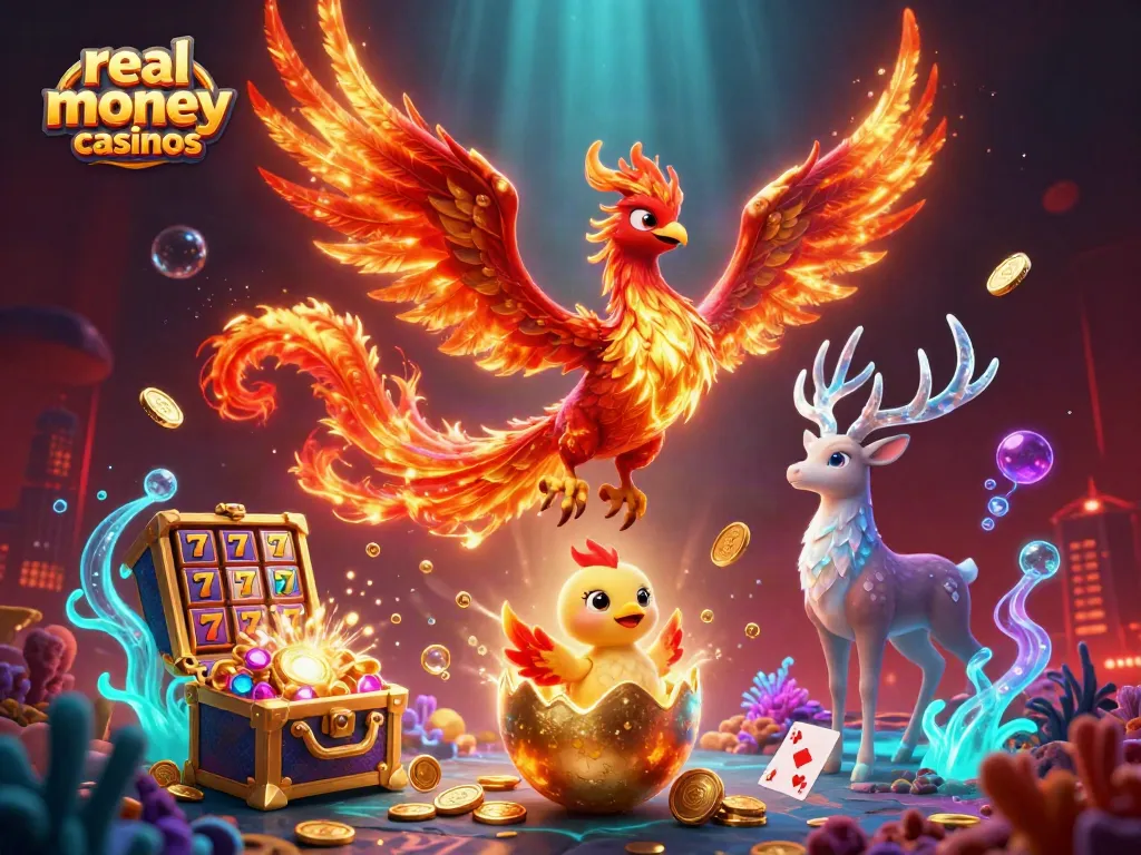 Experience exciting real money casinos with dynamic gaming elements in an enchanting fantasy scene.