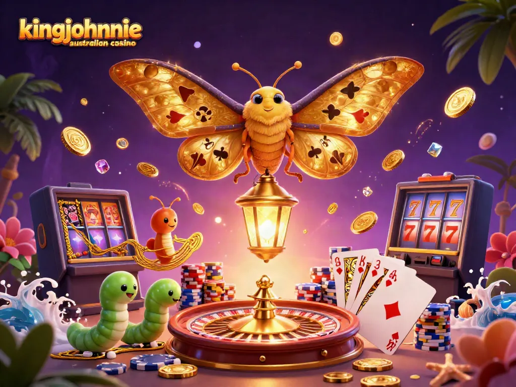 Embrace the excitement at kingjohnnie australian casino with magical symbols, spinning roulette, and vibrant gaming elements.