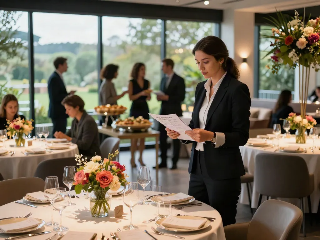 Event rentals showcasing an elegant event planning scene with detailed table settings and professional coordination.