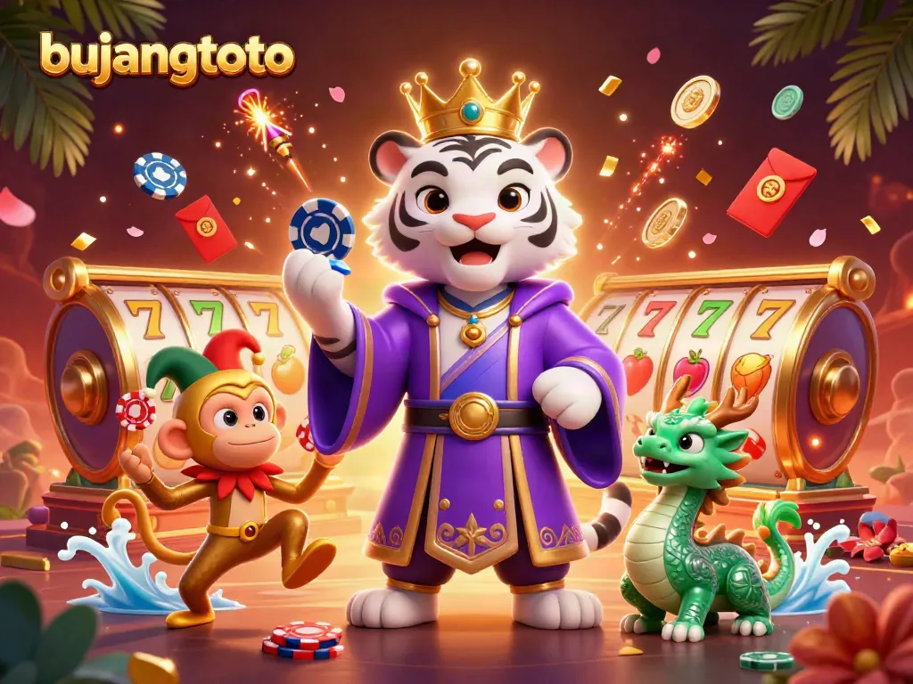 Experience thrilling games at Bujangtoto with lively characters and casino elements.