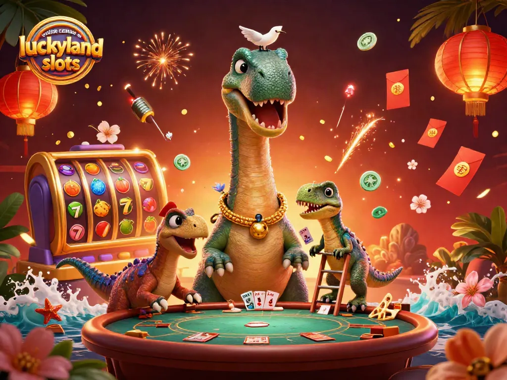 Play exciting games at an online casino like LuckyLand Slots, featuring vibrant animations and engaging gameplay.