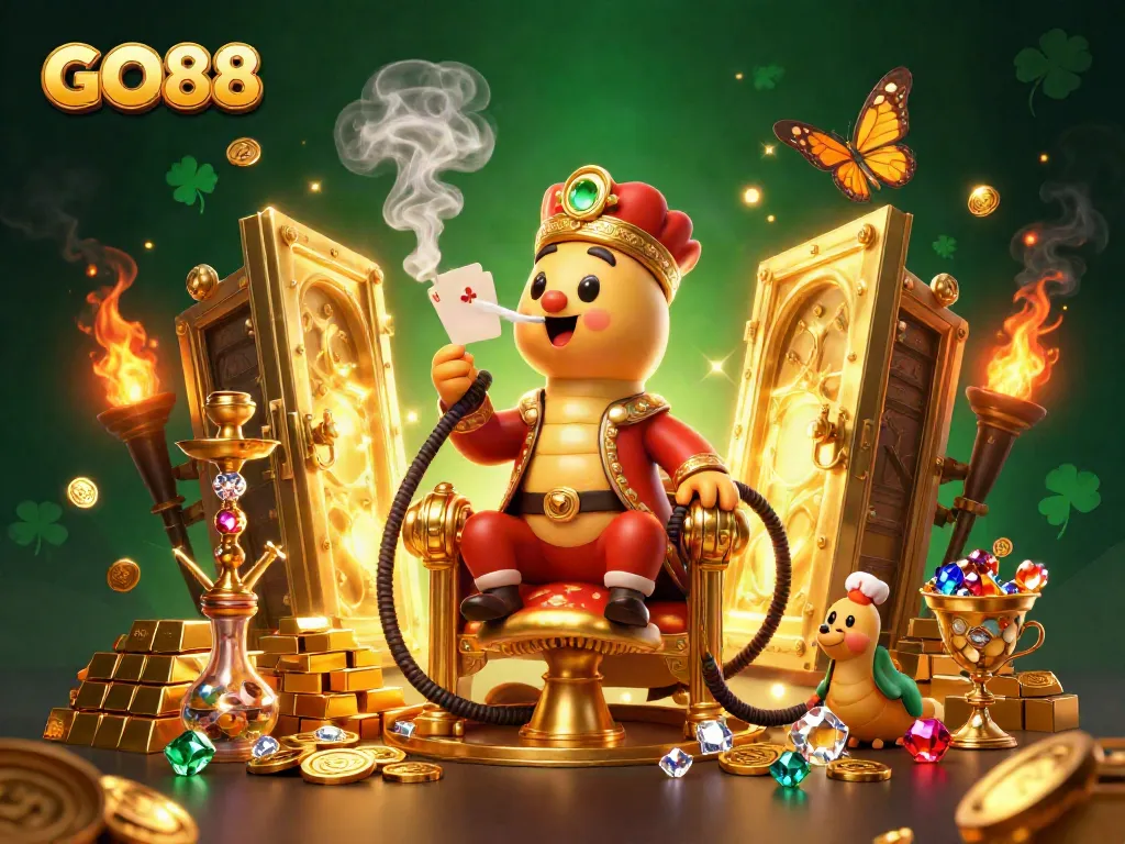 Experience GO88's colorful gaming world with unique characters in a vibrant casino setting.